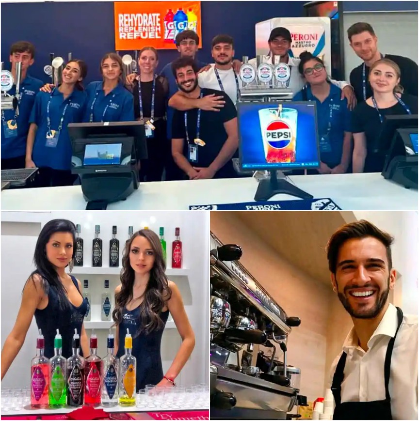 Bartenders and catering staff serving at a New York event